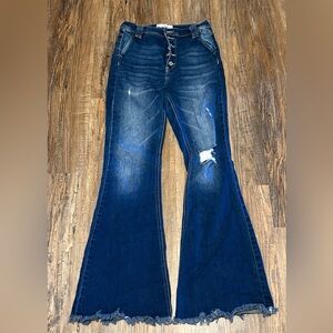 Women's Distressed Blue Jeans